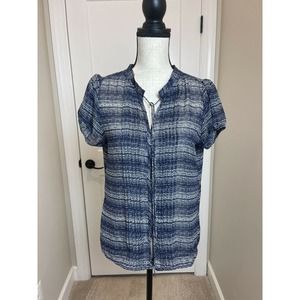 GAP Printed Blue Short Sleeve Top Blouse Shirt Top Sz Sm